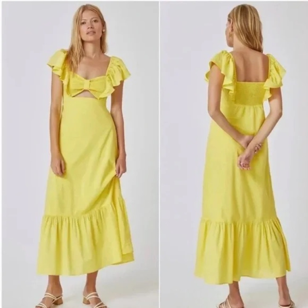FARM Rio Yellow Midi Dress